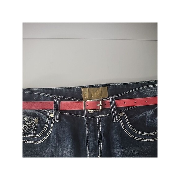 Vintage Belt Reversible Red Blue Women Silver Tone Hardware Accessory Italy - Picture 2 of 12